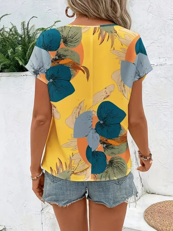 Olive - Chemisier femme élégant à motif floral et manches courtes – Image 3