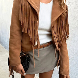 Hazel - Veste en daim à franges pour femme