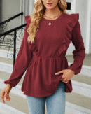 Leilani - Blouse élégante à manches longues et col rond à volants