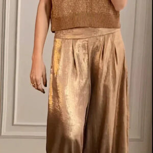 Maida - Haut à manches courtes et pantalon large en deux pièces pour femme