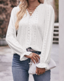 Rhea - Élégante blouse à col en V et manches à volants