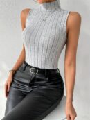 Louvica - Haut col roulé côtelé sans manches pour femme
