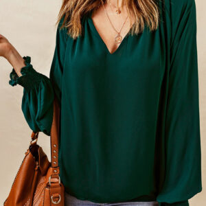 Eliana - Blouse élégante ample à manches longues et col à encoche