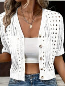 Magdalena - Cardigan femme avec découpes et patte de boutonnage