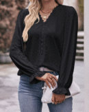 Rhea - Élégante blouse à col en V et manches à volants
