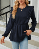 Leilani - Blouse élégante à manches longues et col rond à volants