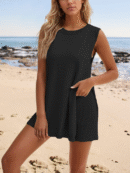 Eliza - Ensemble short et haut fendu sans manches à col rond