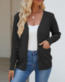 Bessie - Gilet boutonné à manches longues avec col en V et poches