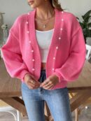 Kenna - Cardigan élégant à manches longues avec perles et devant ouvert
