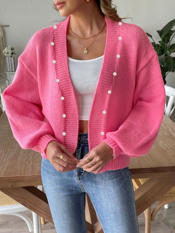 Kenna - Cardigan élégant à manches longues avec perles et devant ouvert