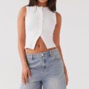 Hildy - Haut boutonné sans manches pour femmes
