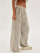 Claudia - Pantalon large décontracté de couleur unie pour femme