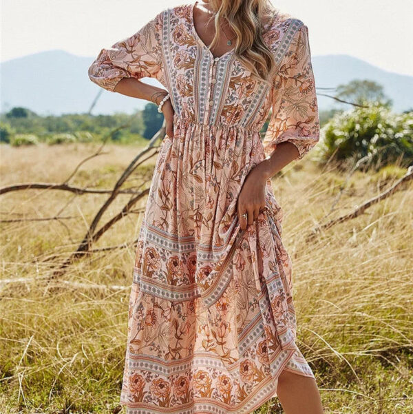 Eleanor - Elegantes Bohemienkleid mit Blumenmuster für Damen – Image 2