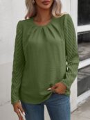 Annalise - Blouse élégante à manches longues évasées et col rond froncé