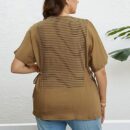 Aubrey - T-shirt à col rond à rayures et patchwork pour femme