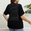 Aubrey - T-shirt à col rond à rayures et patchwork pour femme