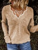 Cordelia - Pull en tricot à manches longues et col en V