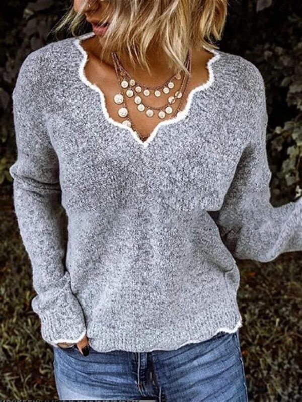 Cordelia - Pull en tricot à manches longues et col en V – Image 4