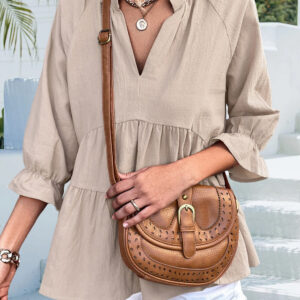 Sienna - Blouse décontractée à manches mi-longues et volants