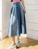 Rosalind - Jupe longue en jean patchwork pour femme