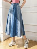 Rosalind - Jupe longue en jean patchwork pour femme