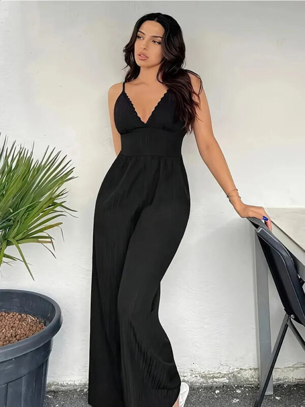 Lillian - Robe moulante élégante avec col en V et jambe large – Image 3
