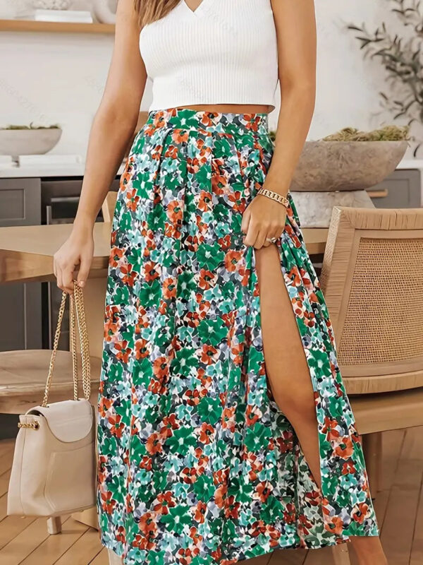 Doreen - Jupe à motif fleuri et fente latérale