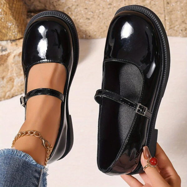 Mary Jane - Chaussures à enfiler en cuir à bout rond pour femmes – Image 6