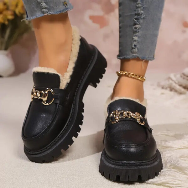 Anita - Mocassins élégants en coton avec chaîne pour femmes – Image 2