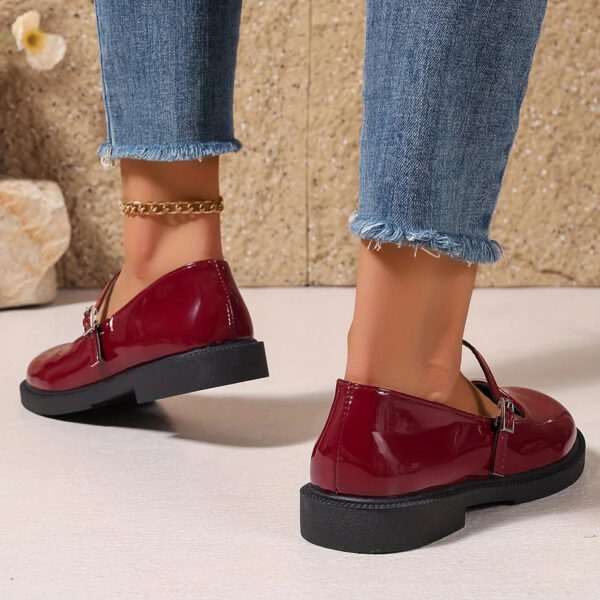 Mary Jane - Chaussures à enfiler en cuir à bout rond pour femmes – Image 4