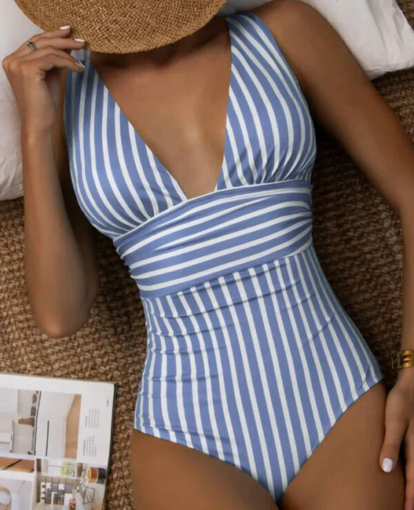 Natalie - Maillot de bain à volants rayé – Image 2
