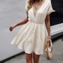 Luvenia - Robe midi bohème avec laçage et coutures à col en V