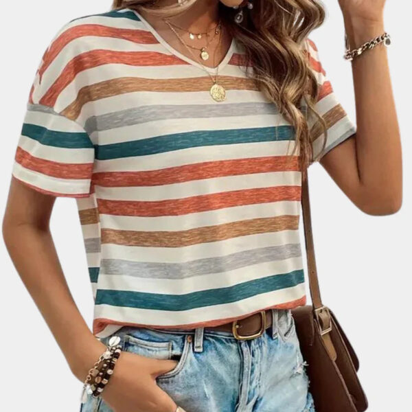 Charlotta - T-shirt décontracté à rayures pour femmes – Image 4