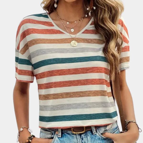 Charlotta - T-shirt décontracté à rayures pour femmes – Image 6