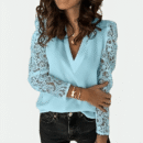 Adeline - Élégante blouse en dentelle à col en V et manches longues
