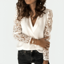 Adeline - Élégante blouse en dentelle à col en V et manches longues