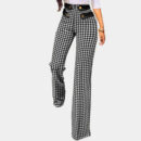 Rosie - Pantalon évasé boutonné à carreaux taille haute pour femme
