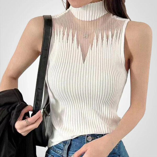 Brea - Haut court en tricot transparent avec col licou – Image 5