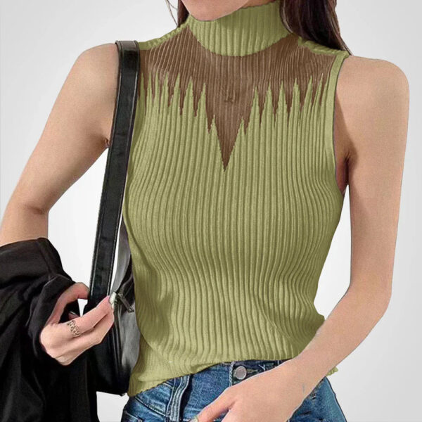 Brea - Haut court en tricot transparent avec col licou – Image 2