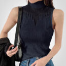 Brea - Haut court en tricot transparent avec col licou