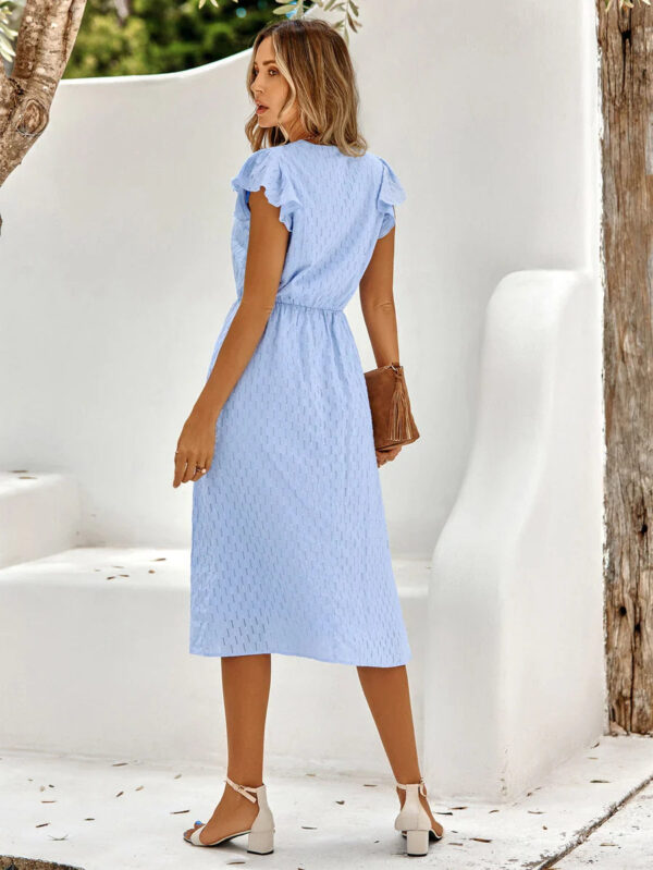 Luma - Robe en coton à col en V et manches flottantes – Image 4