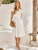 Luma - Robe en coton à col en V et manches flottantes