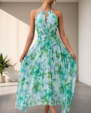 Louisa - Robe dos nu avec motif floral et ceinture