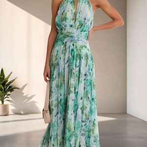 Louisa - Robe dos nu avec motif floral et ceinture