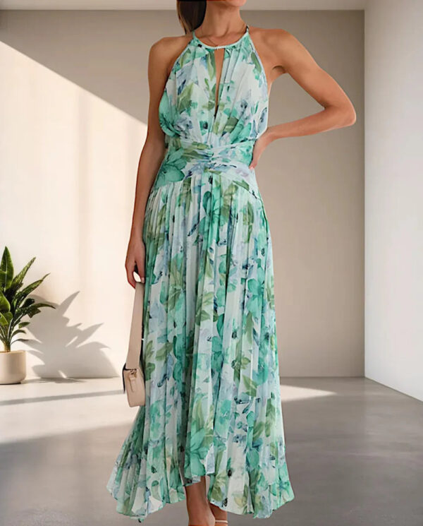 Louisa - Robe dos nu avec motif floral et ceinture