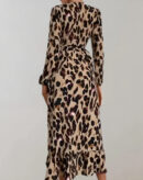 Ingrid - Robe à manches longues à imprimé léopard