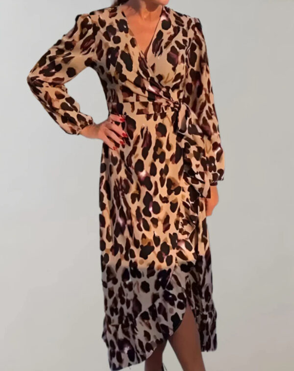 Ingrid - Robe à manches longues à imprimé léopard – Image 4