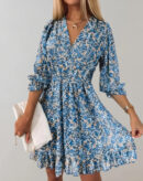 Sarah - Mini-robe fleurie à col en V