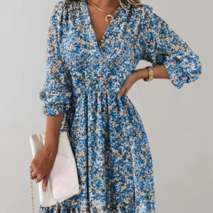 Sarah - Mini-robe fleurie à col en V
