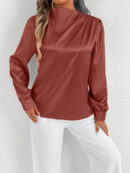 Elvira - Blouse élégante à col montant et manches longues